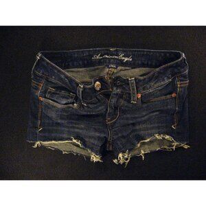 American Eagle Womens CUTOFF JEAN SHORTS Low Rise Sequin Pockets W 28 MEASURED